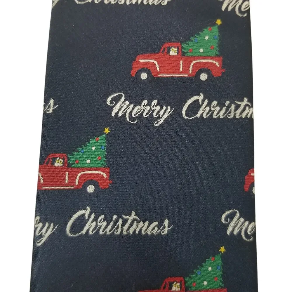 Hallmark Holiday Merry Christmas Men's Navy Blue Tie